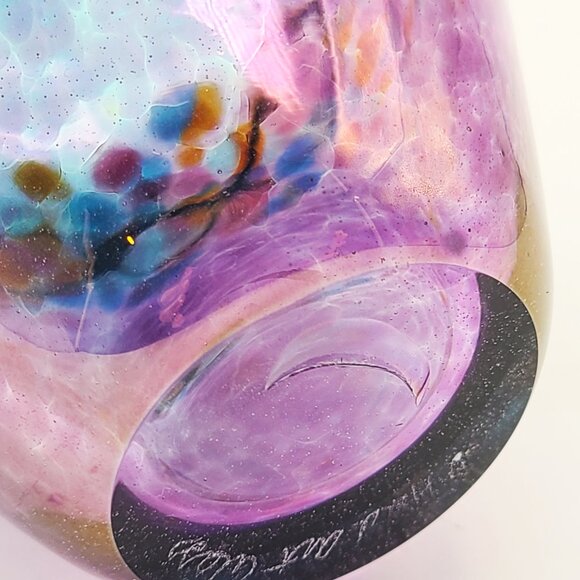 Robert Held Signed Vintage Art Glass Vase Purple Blue 4.5" High - Picture 11 of 15